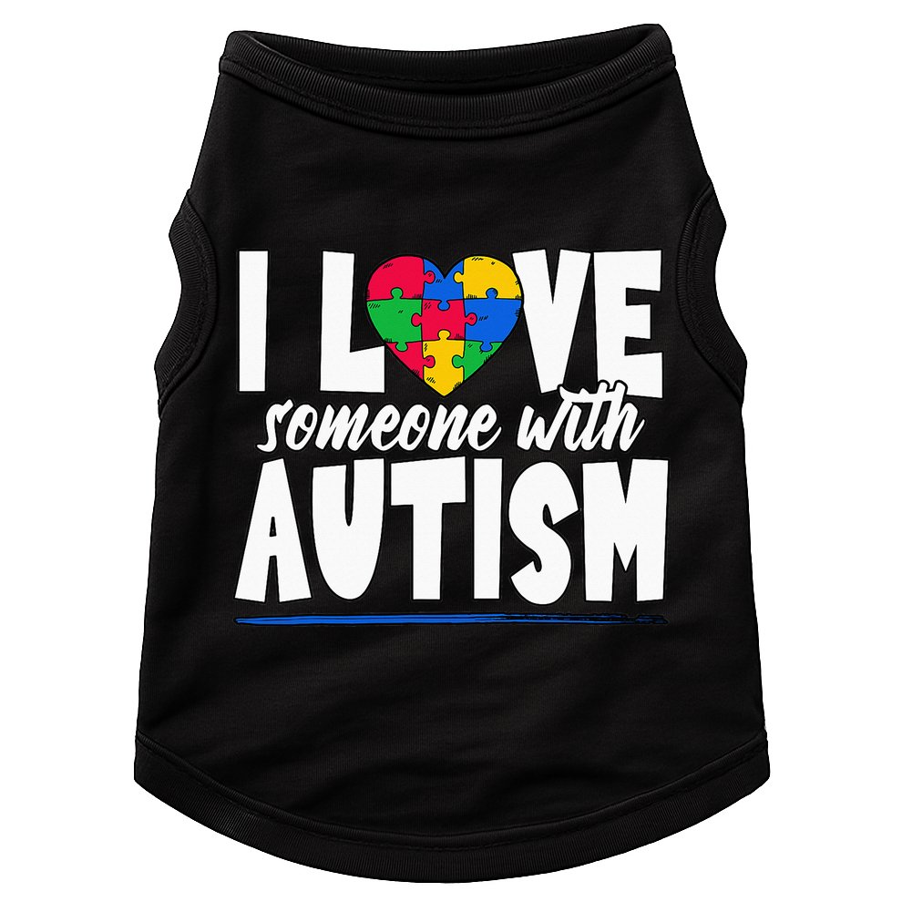 I Love Someone With Autism Awareness Month Doggie Tank