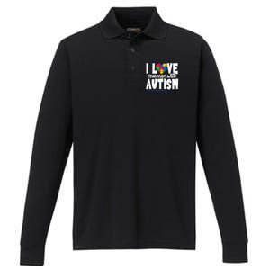 I Love Someone With Autism Awareness Month Performance Long Sleeve Polo