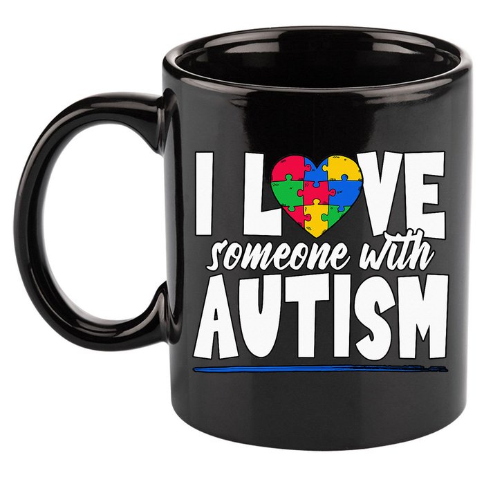 I Love Someone With Autism Awareness Month 11oz C Handle Ceramic Mug