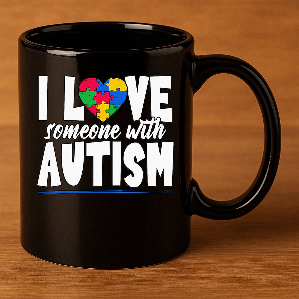 I Love Someone With Autism Awareness Month 11oz C Handle Ceramic Mug