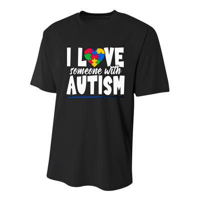 I Love Someone With Autism Awareness Month Youth Performance Sprint T-Shirt