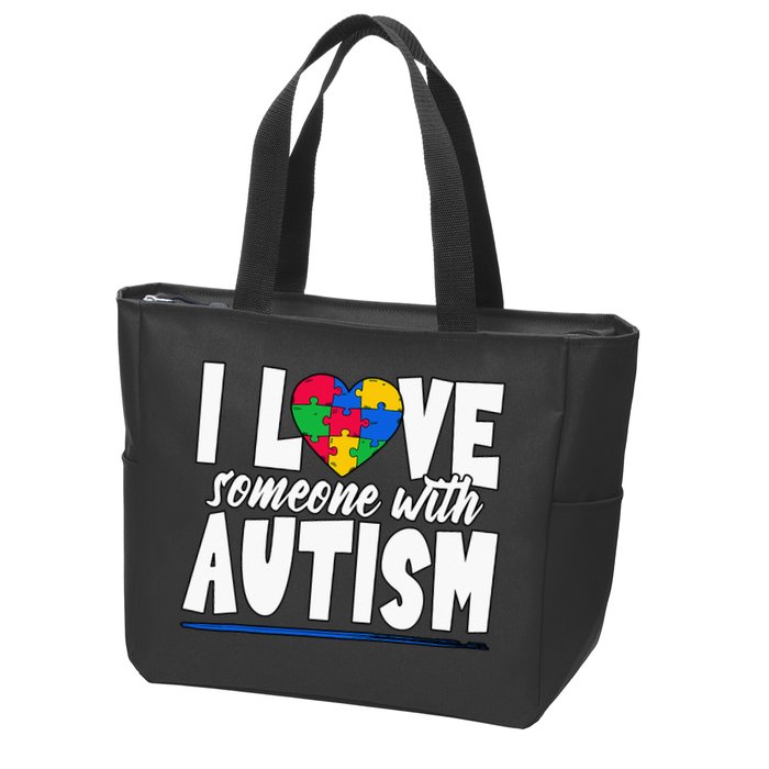I Love Someone With Autism Awareness Month Zip Tote Bag