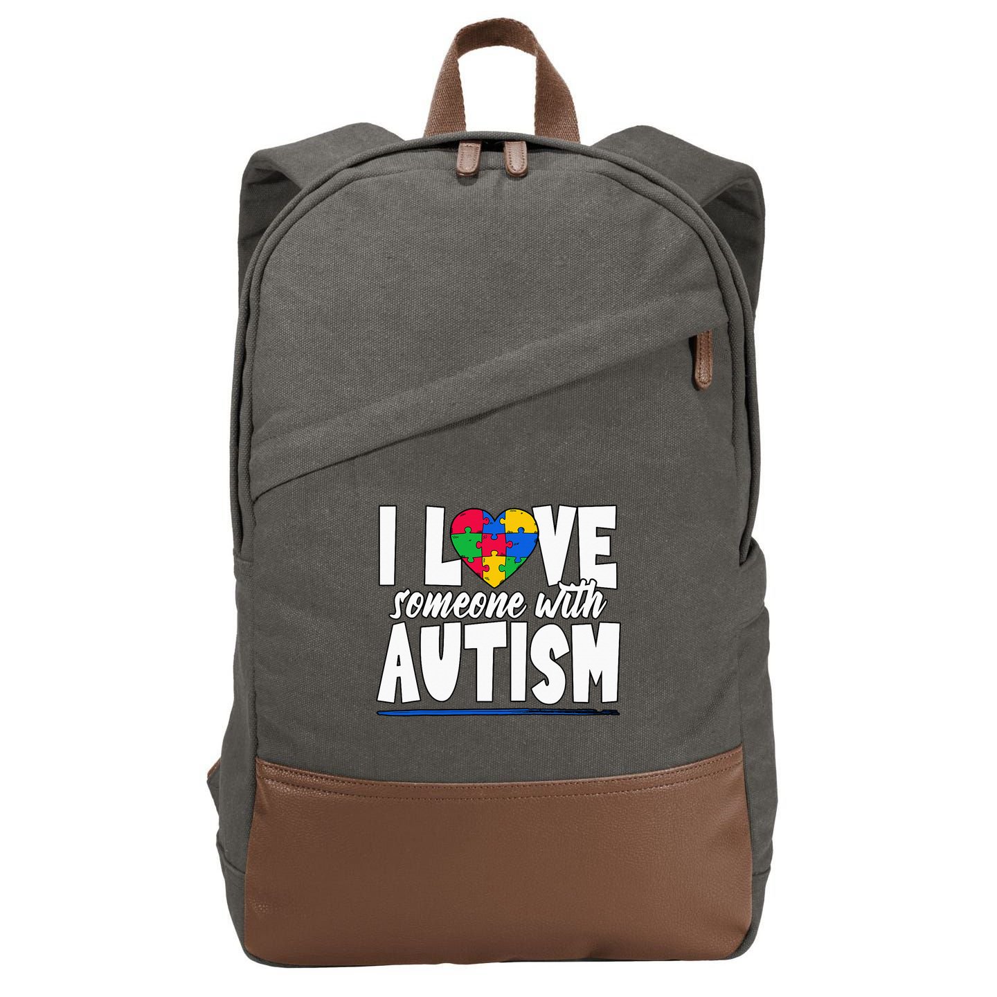 I Love Someone With Autism Awareness Month Cotton Canvas Backpack