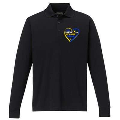 I Love Someone With Down Syndrome Awareness Performance Long Sleeve Polo