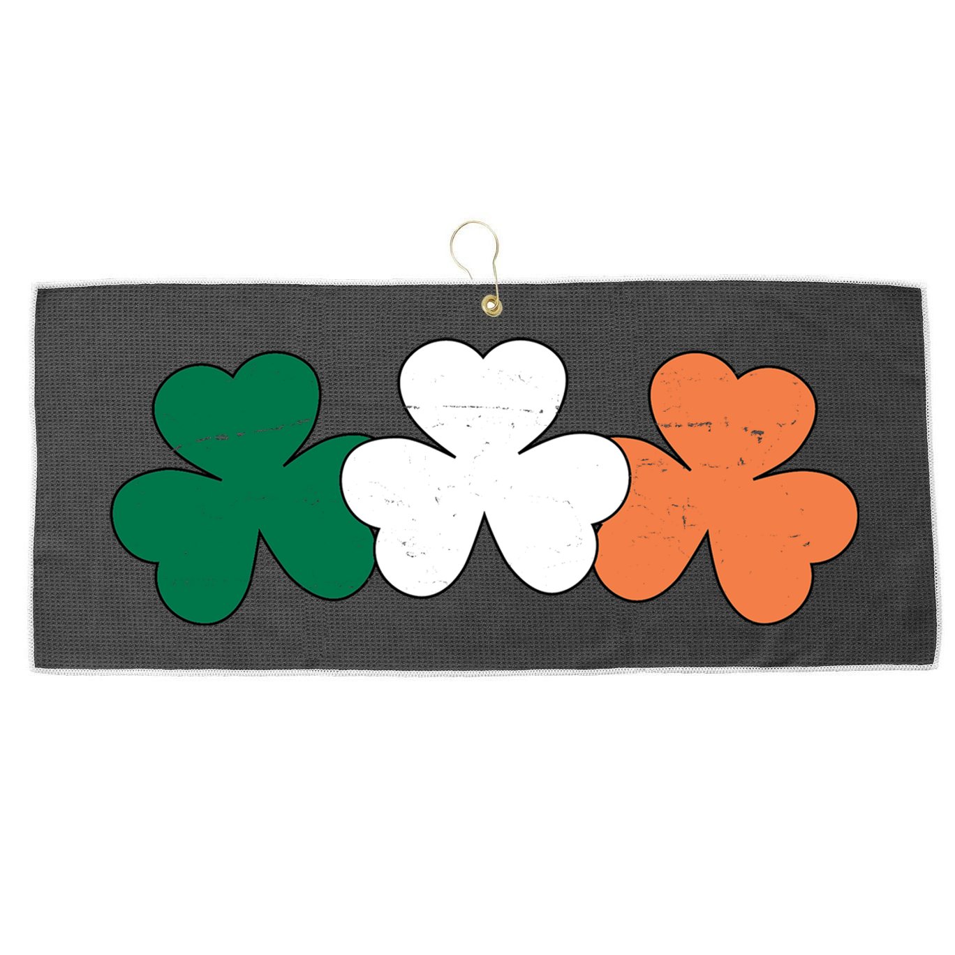 Irish Lucky Shamrock St Patrick Large Microfiber Waffle Golf Towel