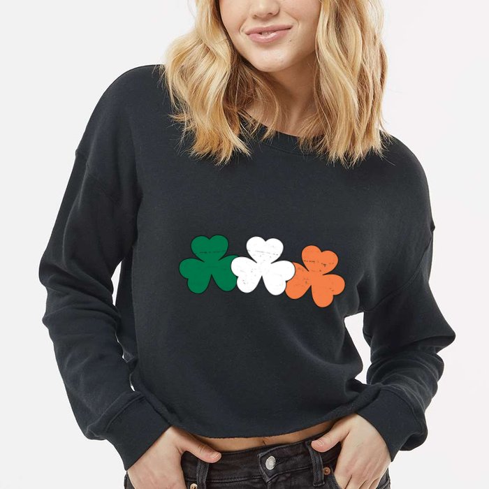 Irish Lucky Shamrock St Patrick Cropped Pullover Crew