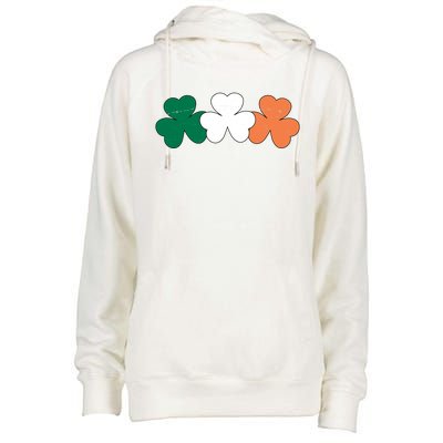 Irish Lucky Shamrock St Patrick Womens Funnel Neck Pullover Hood