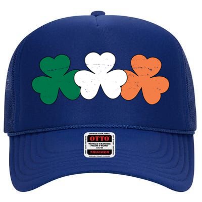 Irish Lucky Shamrock St Patrick High Crown Mesh Back Trucker Hat