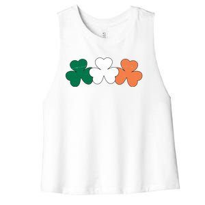 Irish Lucky Shamrock St Patrick Women's Racerback Cropped Tank