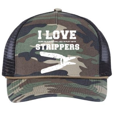 I Love Strippers Funny Electrician Funny Gift Fathers Retro Rope Trucker Hat Cap