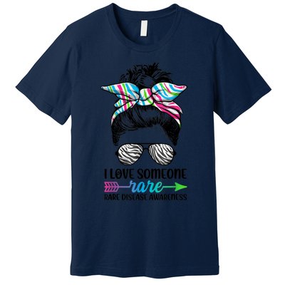 I Love Someone Rare Zebra Messy Bun Rare Disease Awareness Premium T-Shirt