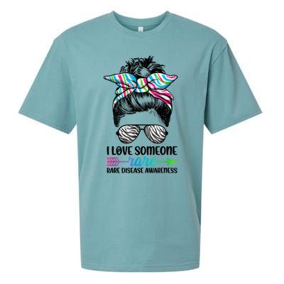 I Love Someone Rare Zebra Messy Bun Rare Disease Awareness Sueded Cloud Jersey T-Shirt