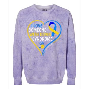 I Love Someone With Down Syndrome Down Syndrome Awareness Colorblast Crewneck Sweatshirt