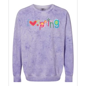 I Love Spring Colorful Colorblast Crewneck Sweatshirt