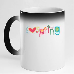 I Love Spring Colorful 11oz Black Color Changing Mug