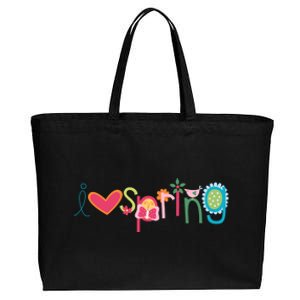 I Love Spring Colorful Cotton Canvas Jumbo Tote