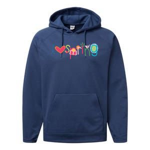 I Love Spring Colorful Performance Fleece Hoodie