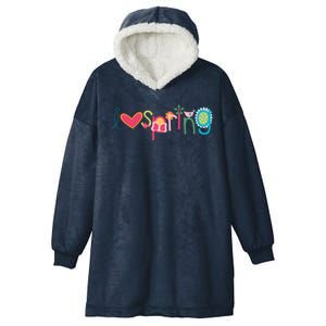 I Love Spring Colorful Hooded Wearable Blanket