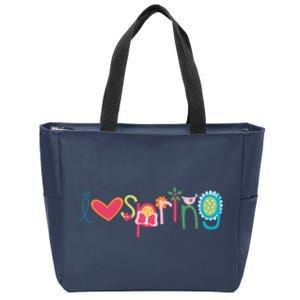 I Love Spring Colorful Zip Tote Bag