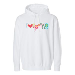 I Love Spring Colorful Garment-Dyed Fleece Hoodie