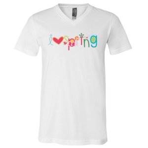 I Love Spring Colorful V-Neck T-Shirt