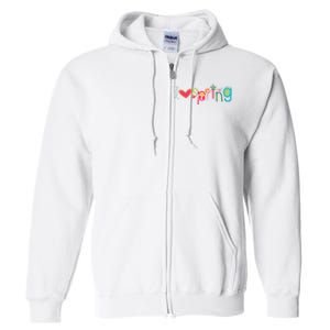 I Love Spring Colorful Full Zip Hoodie