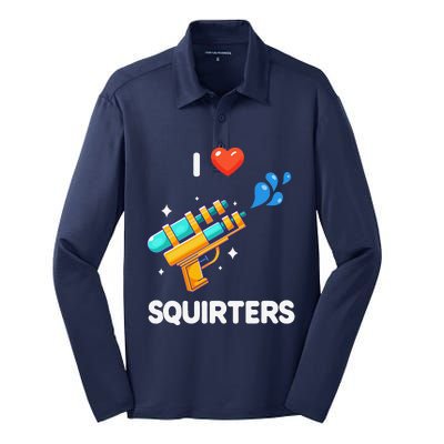 I Love Squirters Funny Silk Touch Performance Long Sleeve Polo