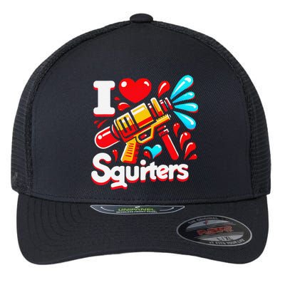 I Love Squirters Funny Flexfit Unipanel Trucker Cap