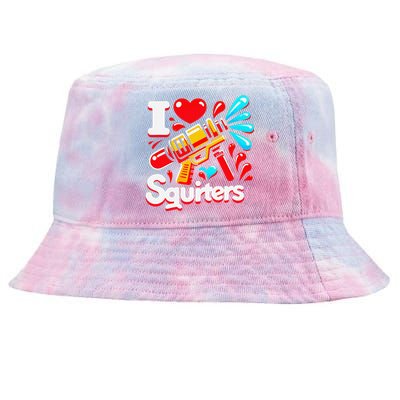 I Love Squirters Funny Tie-Dyed Bucket Hat