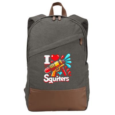 I Love Squirters Funny Cotton Canvas Backpack