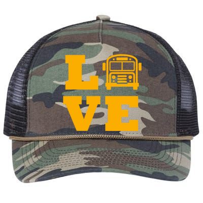 I Love School Buses, School Bus Lovers Retro Rope Trucker Hat Cap