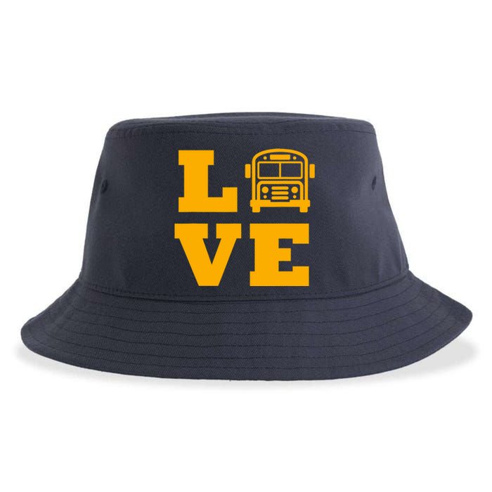 I Love School Buses, School Bus Lovers Sustainable Bucket Hat