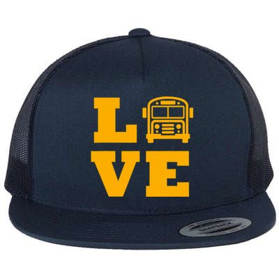 I Love School Buses, School Bus Lovers Flat Bill Trucker Hat