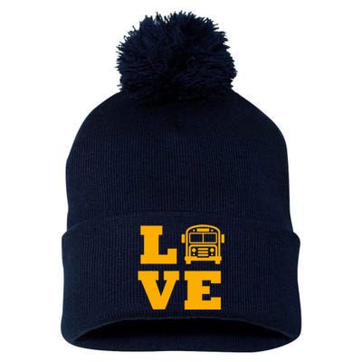 I Love School Buses, School Bus Lovers Pom Pom 12in Knit Beanie