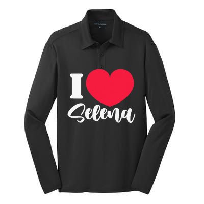 I Love Selena Name Nickname Alias Valentine's Day Silk Touch Performance Long Sleeve Polo