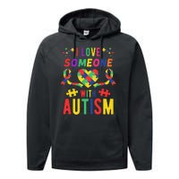 I Love Someone With Autism Ribbon Heart Performance Fleece Hoodie