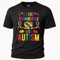 I Love Someone With Autism Ribbon Heart Cooling Performance Crew T-Shirt