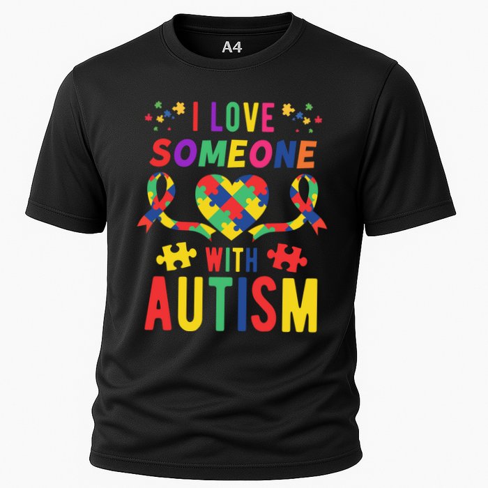 I Love Someone With Autism Ribbon Heart Cooling Performance Crew T-Shirt