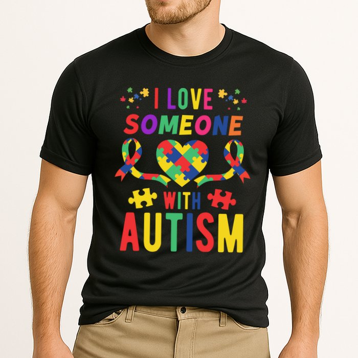 I Love Someone With Autism Ribbon Heart Cooling Performance Crew T-Shirt