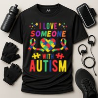 I Love Someone With Autism Ribbon Heart Cooling Performance Crew T-Shirt