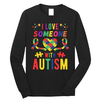 I Love Someone With Autism Ribbon Heart Long Sleeve Shirt