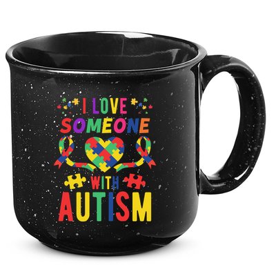 I Love Someone With Autism Ribbon Heart 15oz Campfire Ceramic Mug