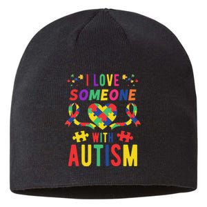 I Love Someone With Autism Ribbon Heart Sustainable Beanie