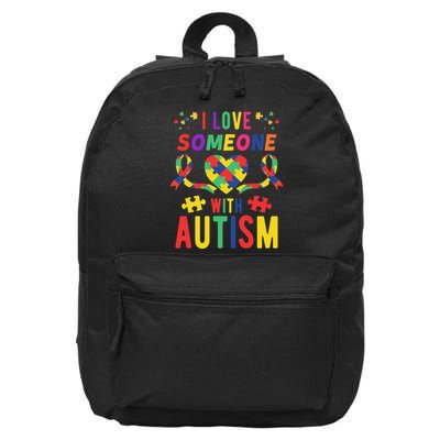 I Love Someone With Autism Ribbon Heart 16 in Basic Backpack