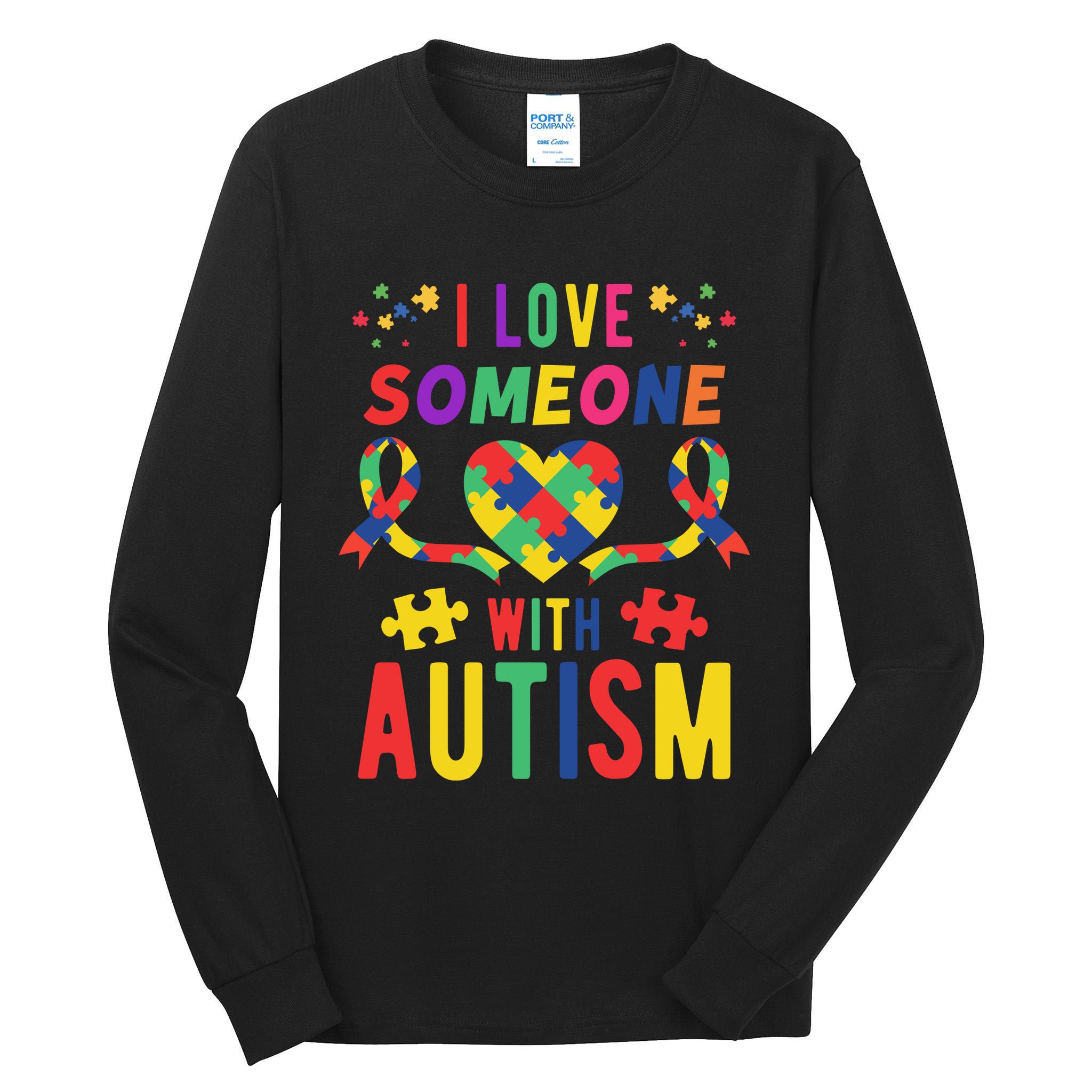 I Love Someone With Autism Ribbon Heart Tall Long Sleeve T-Shirt