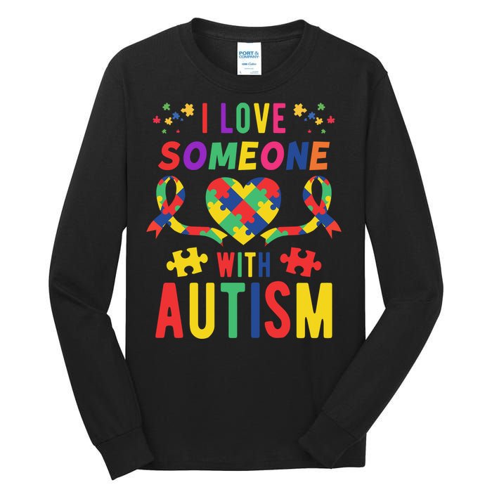 I Love Someone With Autism Ribbon Heart Tall Long Sleeve T-Shirt