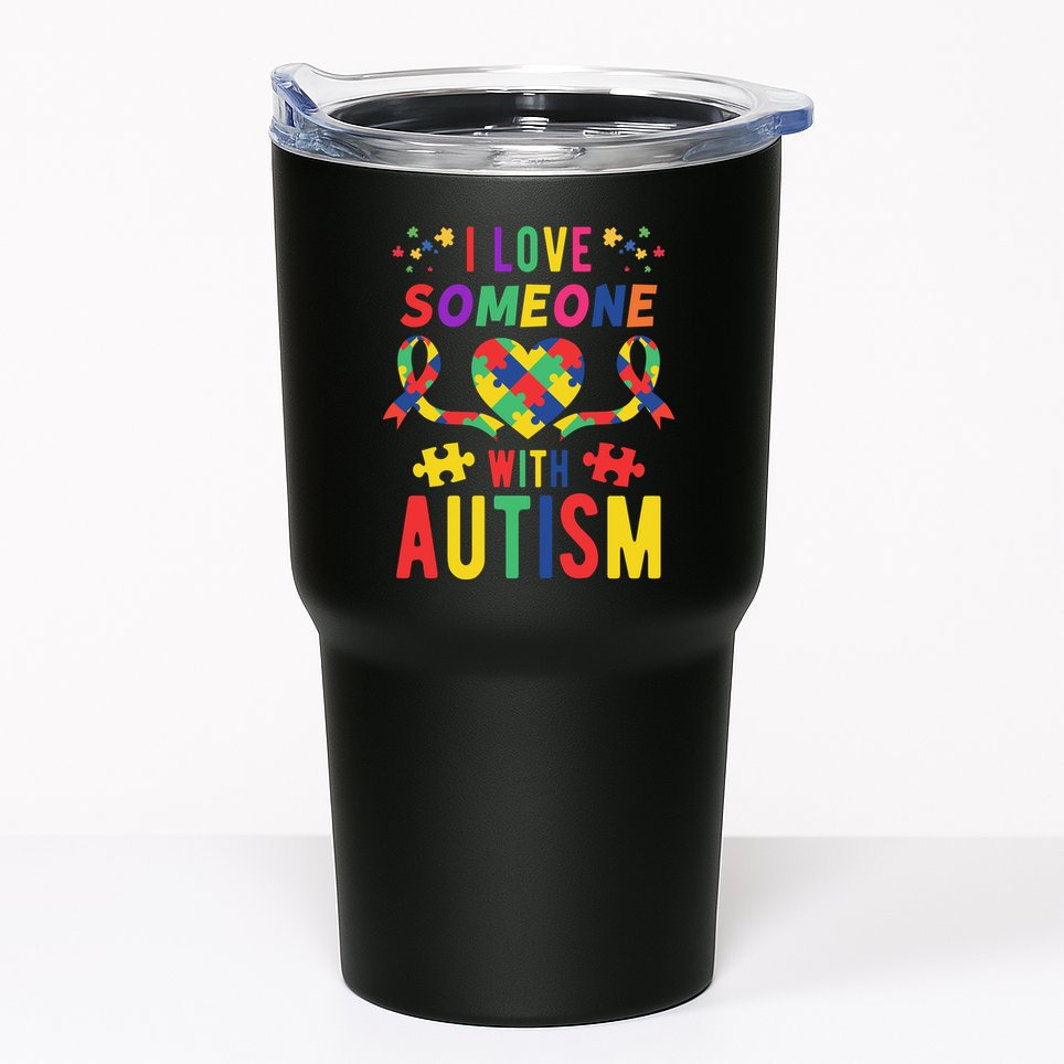 I Love Someone With Autism Ribbon Heart Tumbler