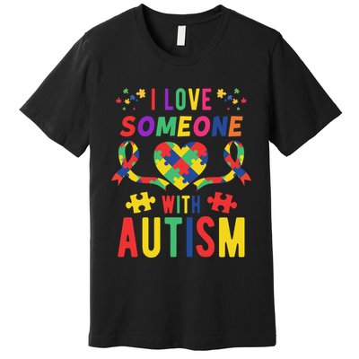I Love Someone With Autism Ribbon Heart Premium T-Shirt