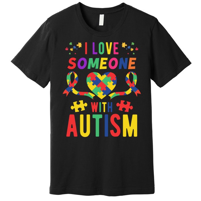 I Love Someone With Autism Ribbon Heart Premium T-Shirt