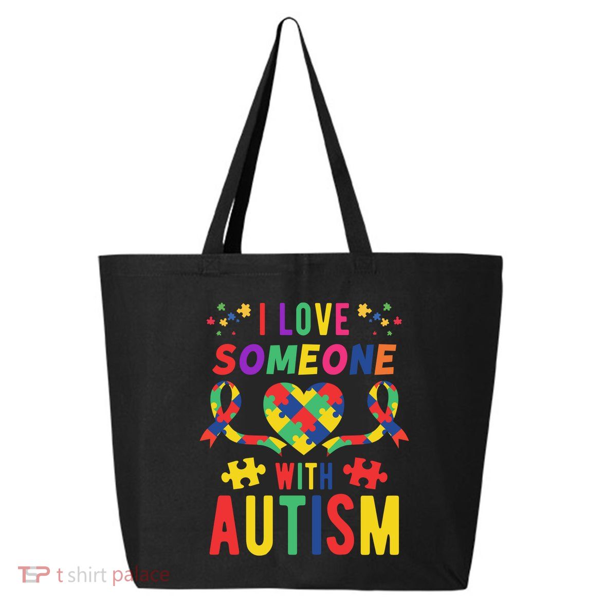 I Love Someone With Autism Ribbon Heart 25L Jumbo Tote